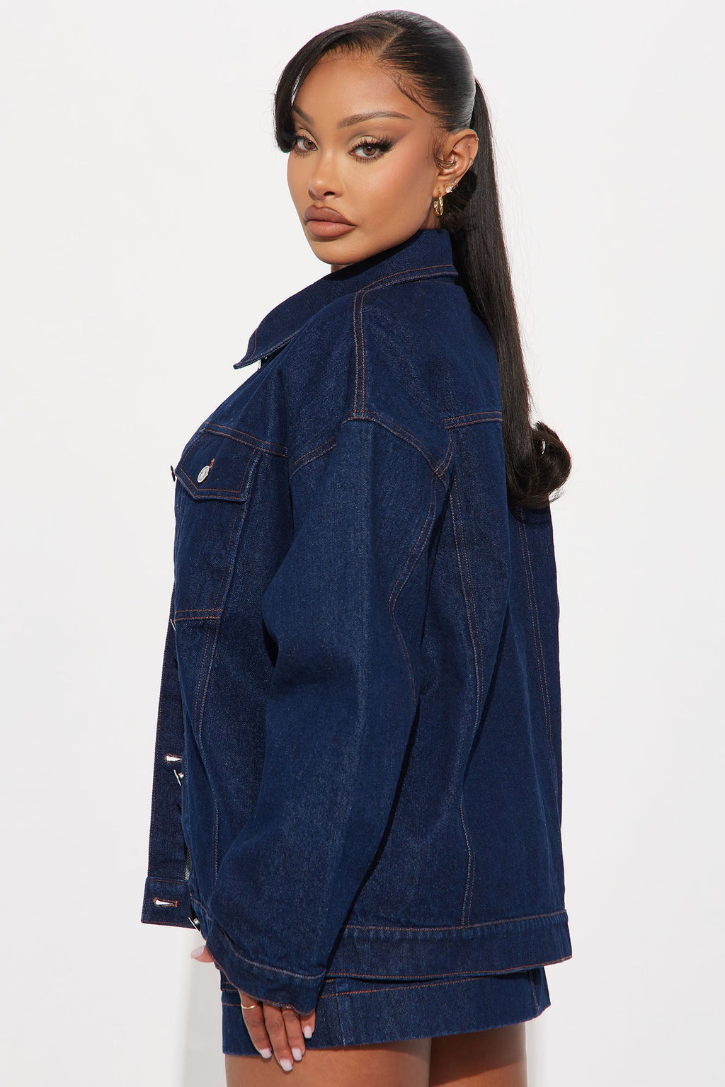 We're All Good Oversized Denim Jacket - Dark Wash