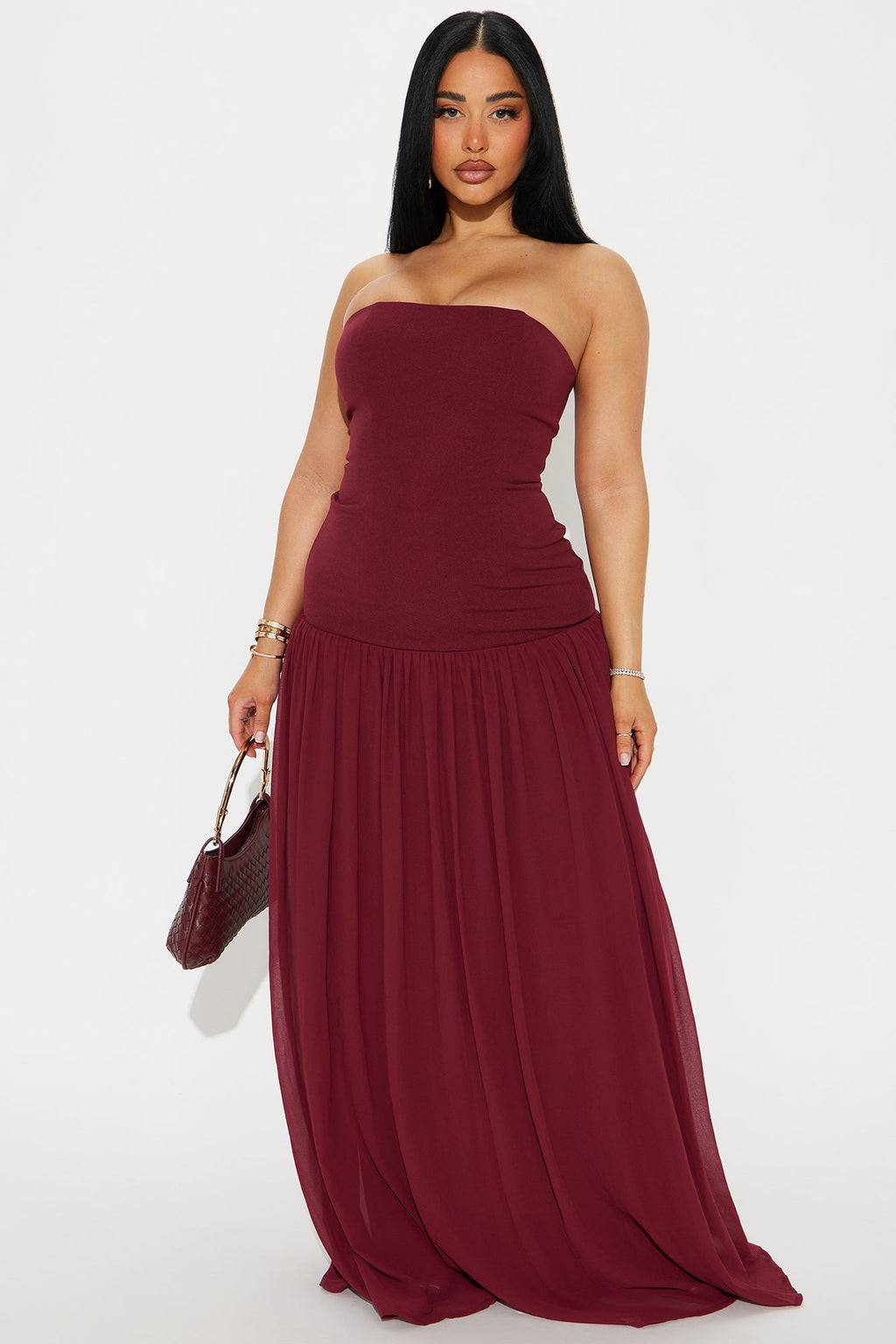 Daniella Chiffon Drop Waist Maxi Dress - Wine