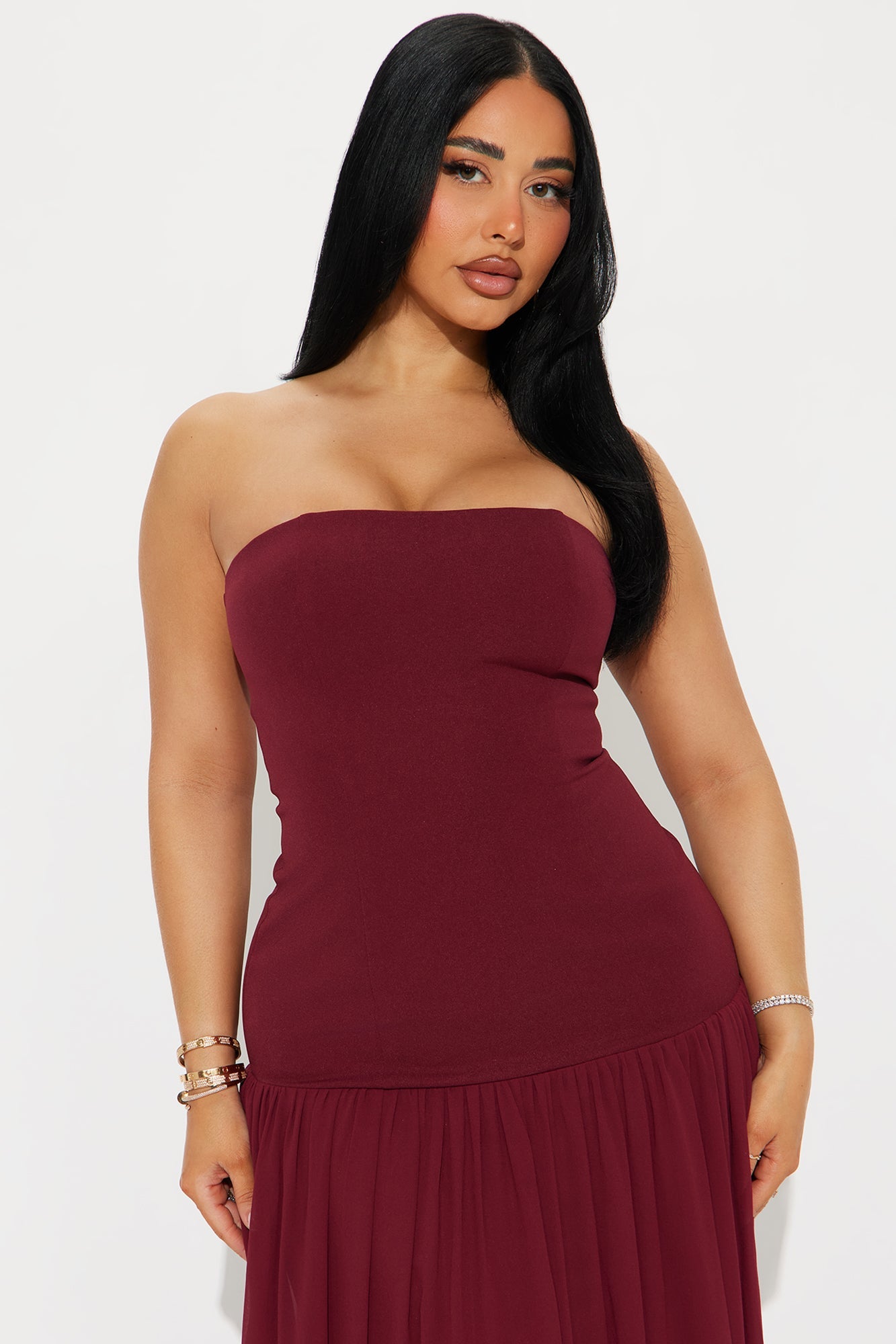 Daniella Chiffon Drop Waist Maxi Dress - Wine