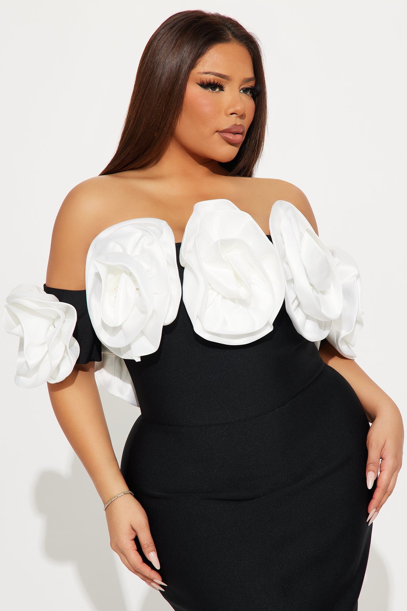 Rosetta Bandage Gown - Black/White