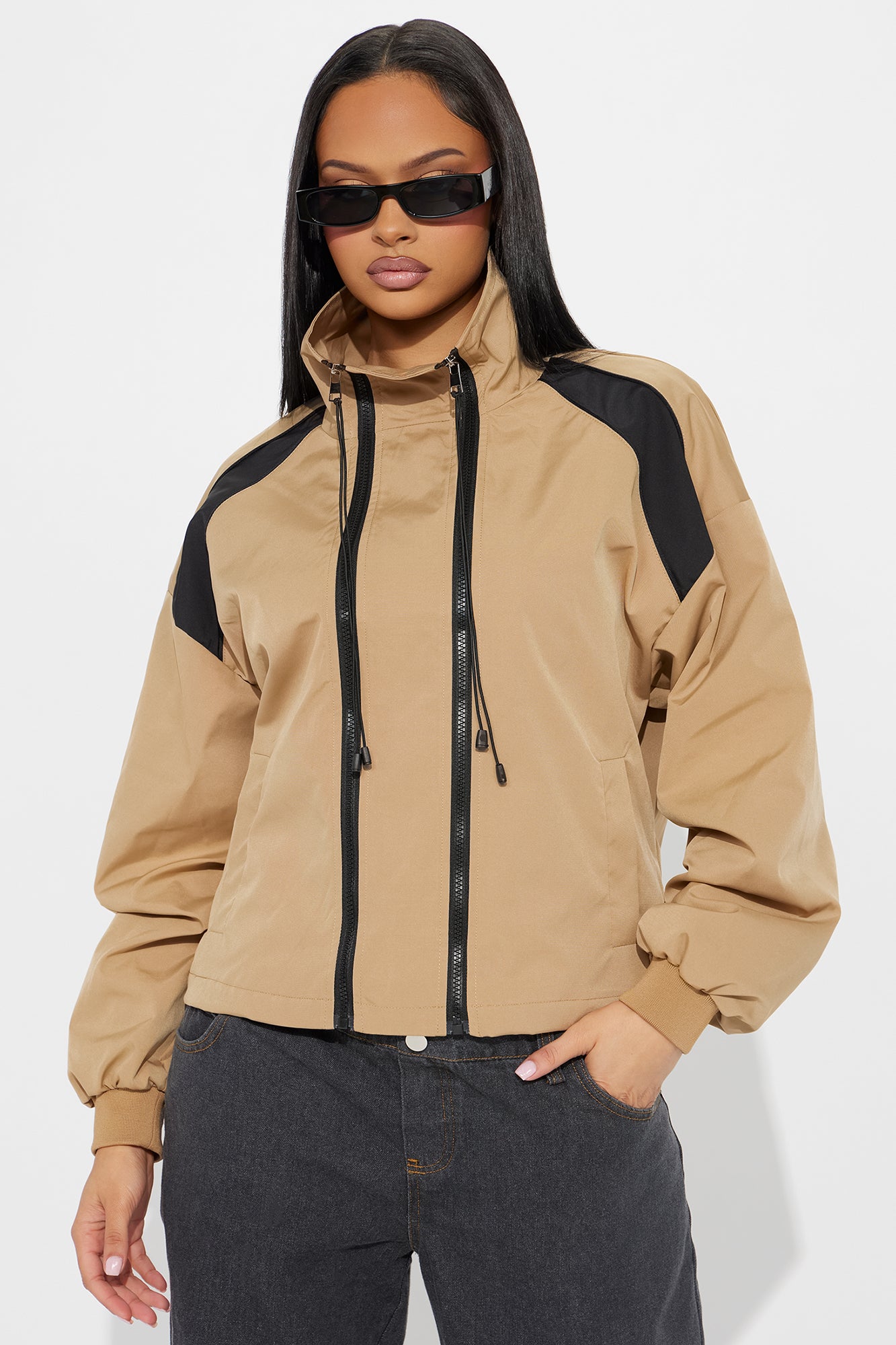 Don't Rain On My Parade Windbreaker Jacket - Khaki