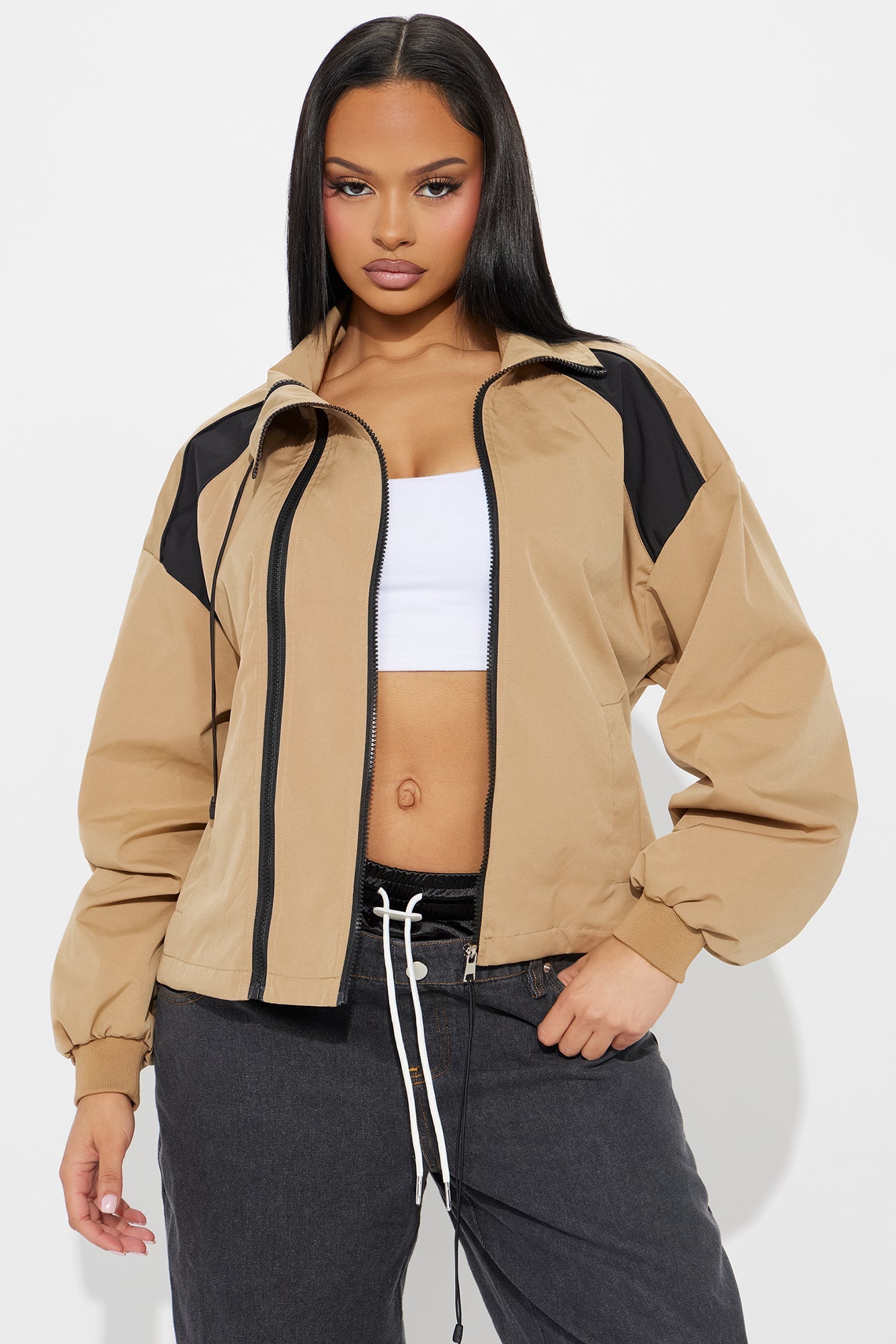 Don't Rain On My Parade Windbreaker Jacket - Khaki