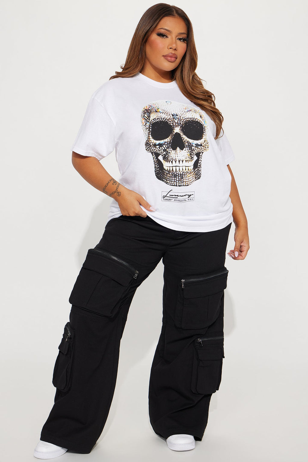 Made Of Diamonds Skull Graphic Tee - White