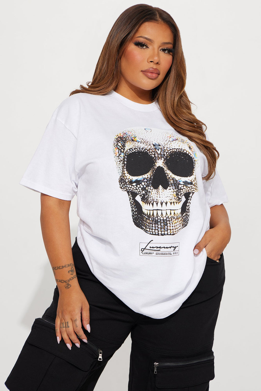 Made Of Diamonds Skull Graphic Tee - White