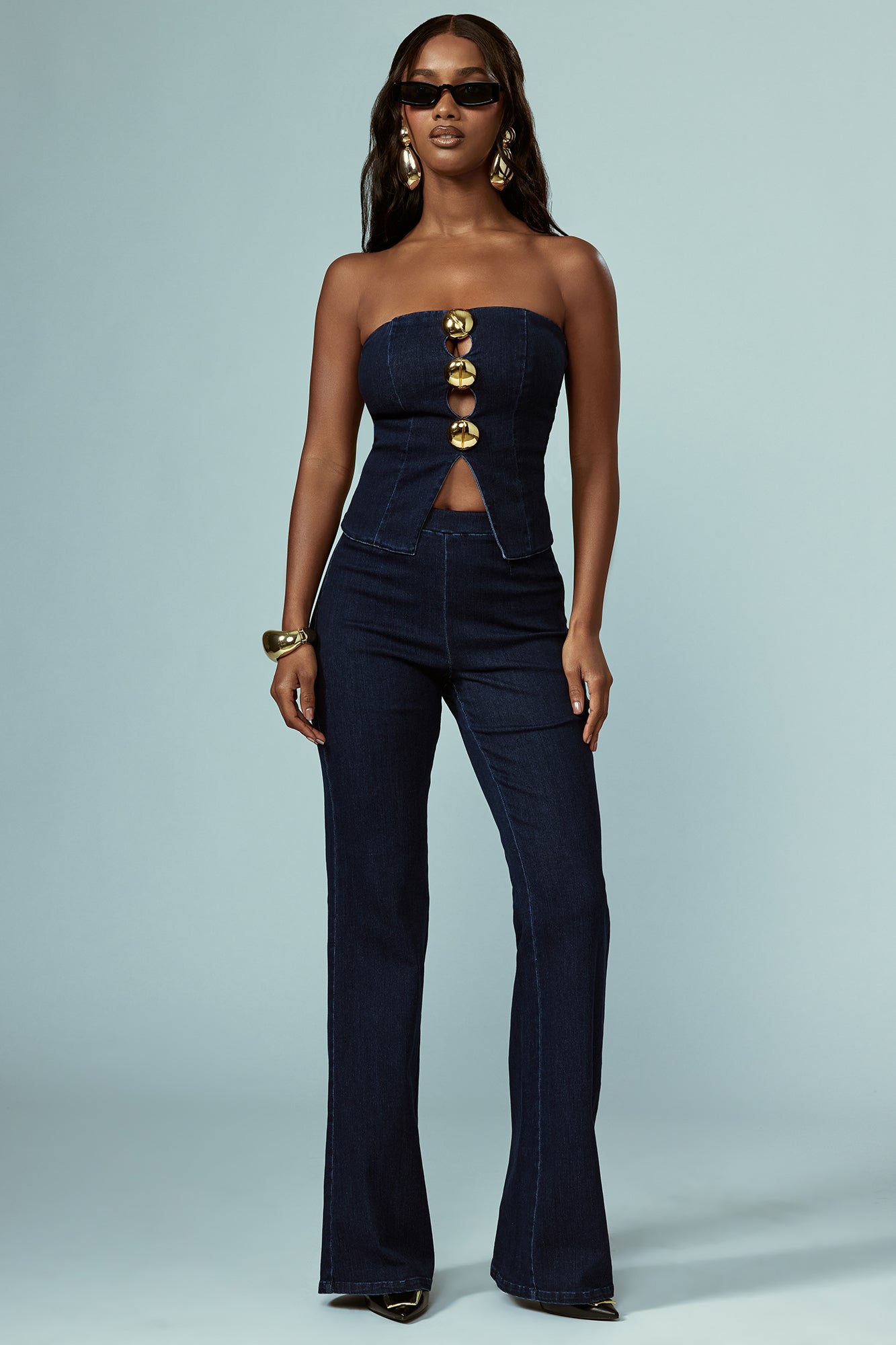 Olivia Denim Pant Set - Dark Wash