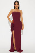 Rebecca Chiffon Gown - Wine