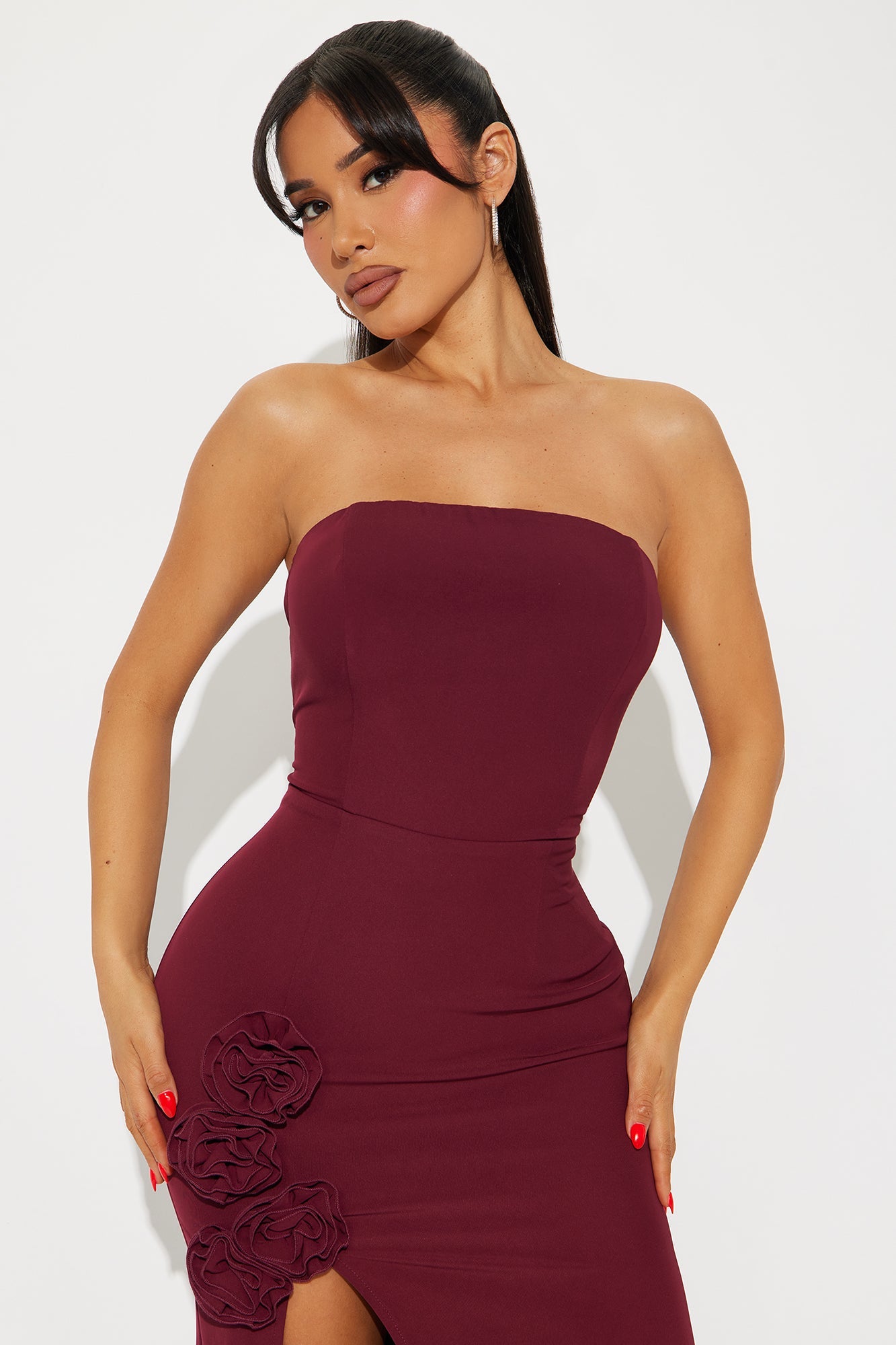 Rebecca Chiffon Gown - Wine