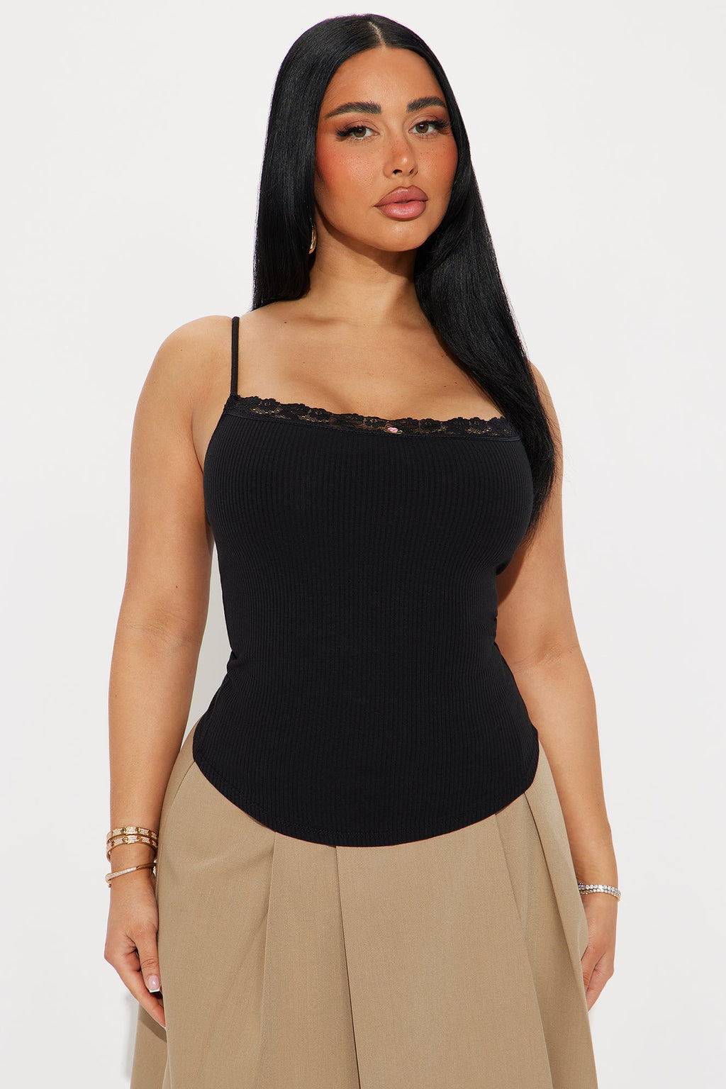 Celeste Lace Trim Cami - Black