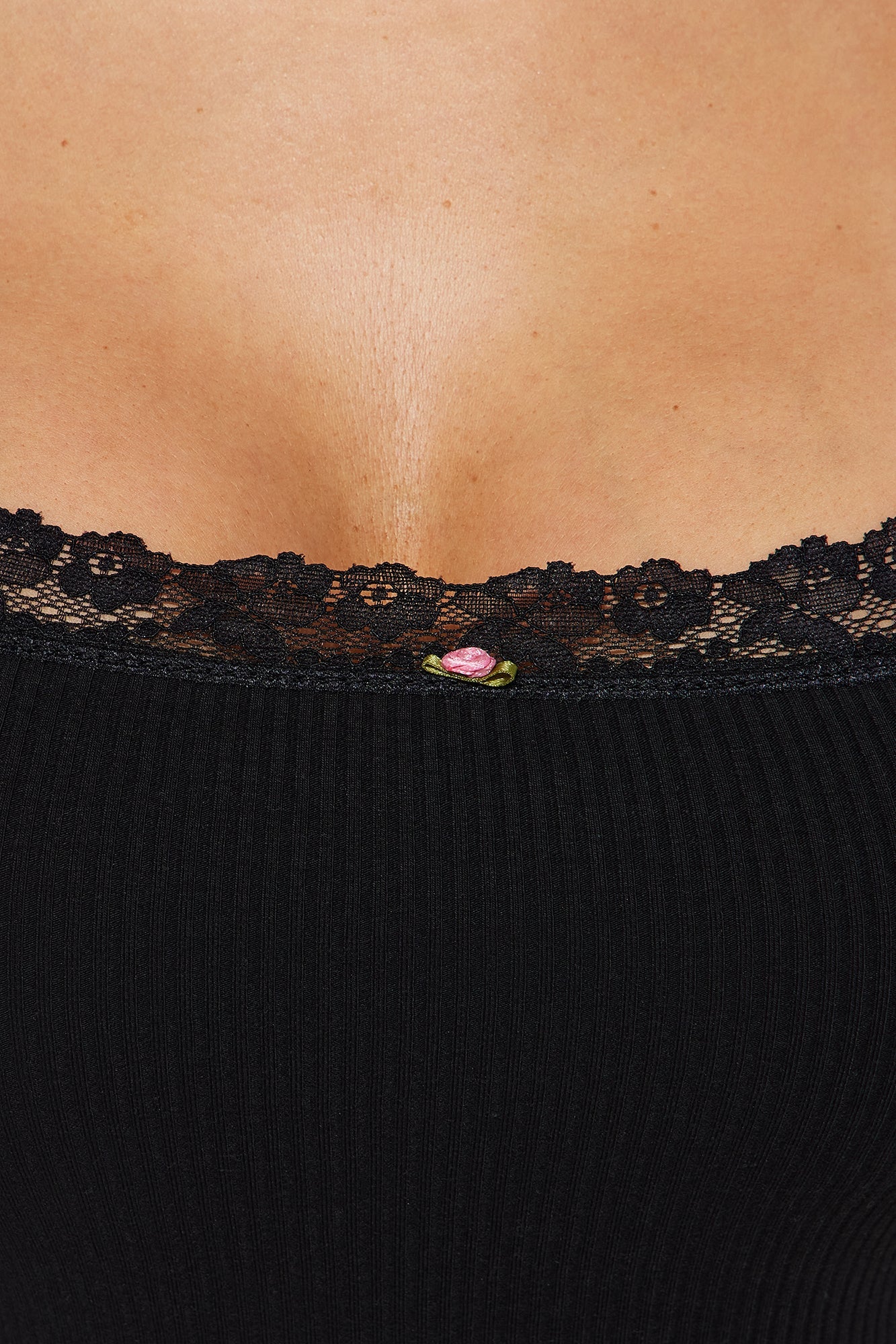 Celeste Lace Trim Cami - Black