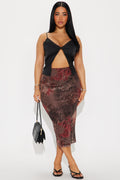 Love Is Gone Mesh Midi Skirt - Brown/combo