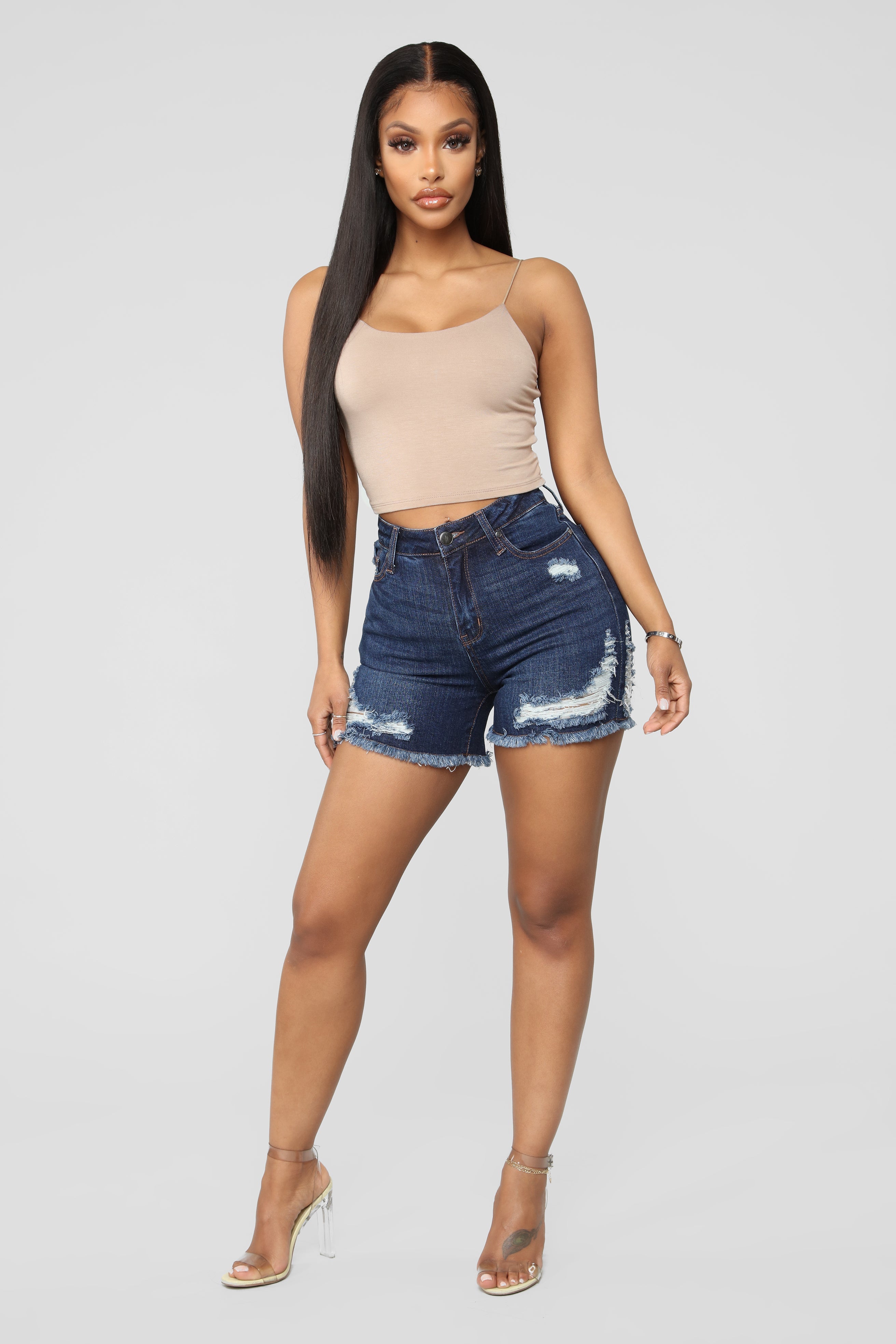 Another Day In Paradise High Rise Shorts - Dark Denim