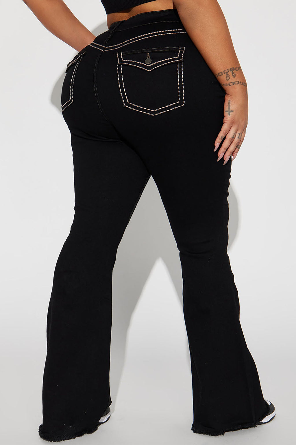 Dallas Mid Rise Stretch Flare Jeans - Black