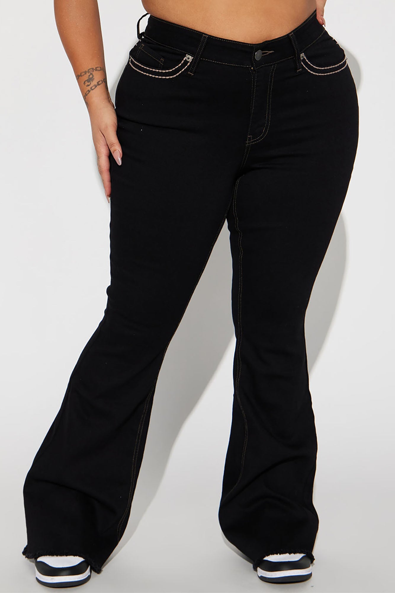 Dallas Mid Rise Stretch Flare Jeans - Black