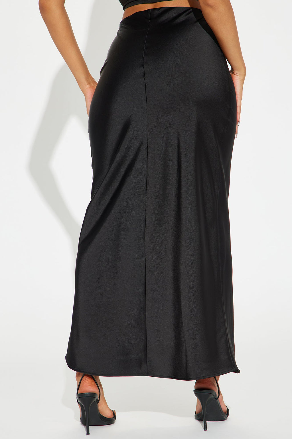 Brunch to GNO Satin Maxi Skirt - Black