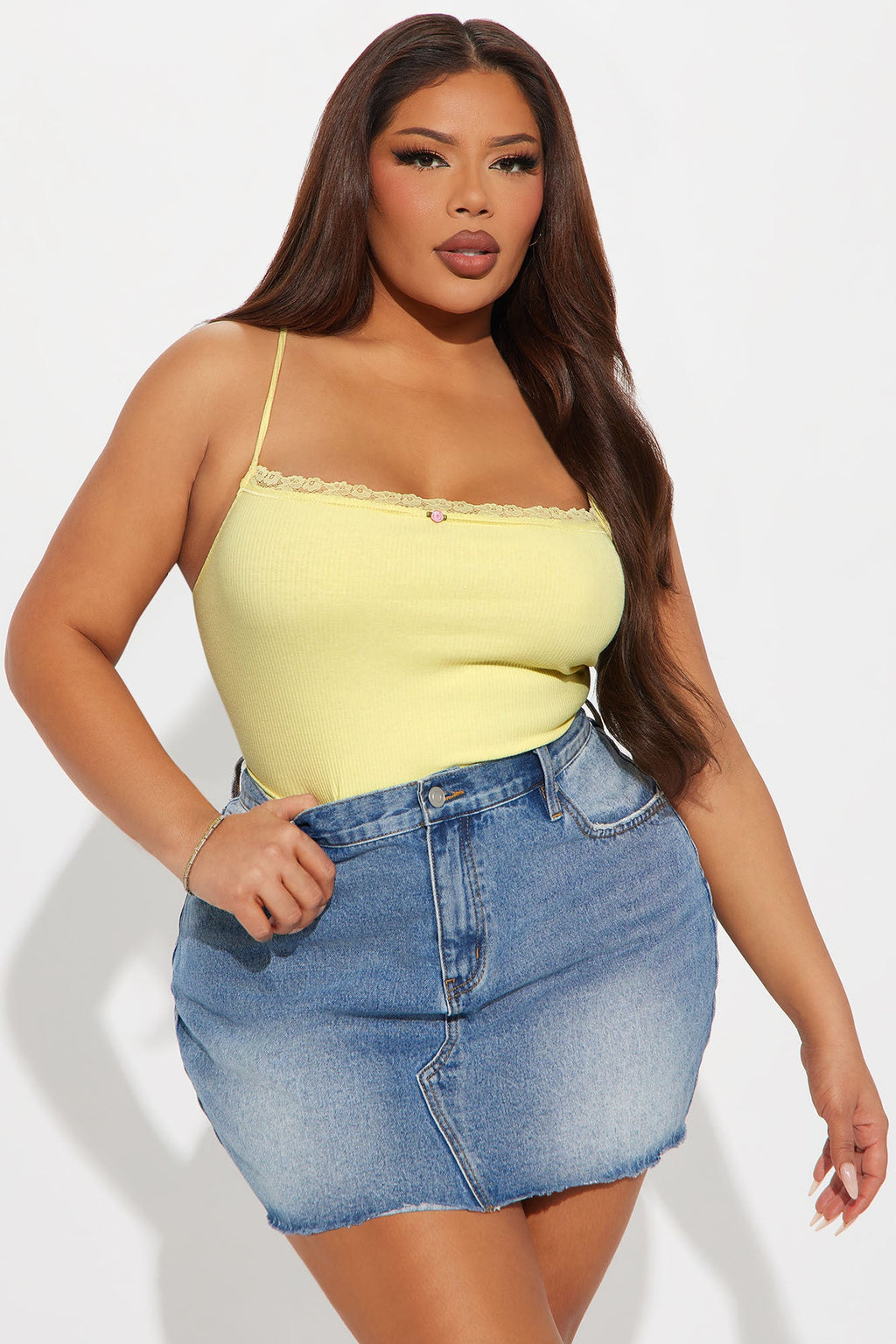 Celeste Lace Trim Cami - Butter Yellow