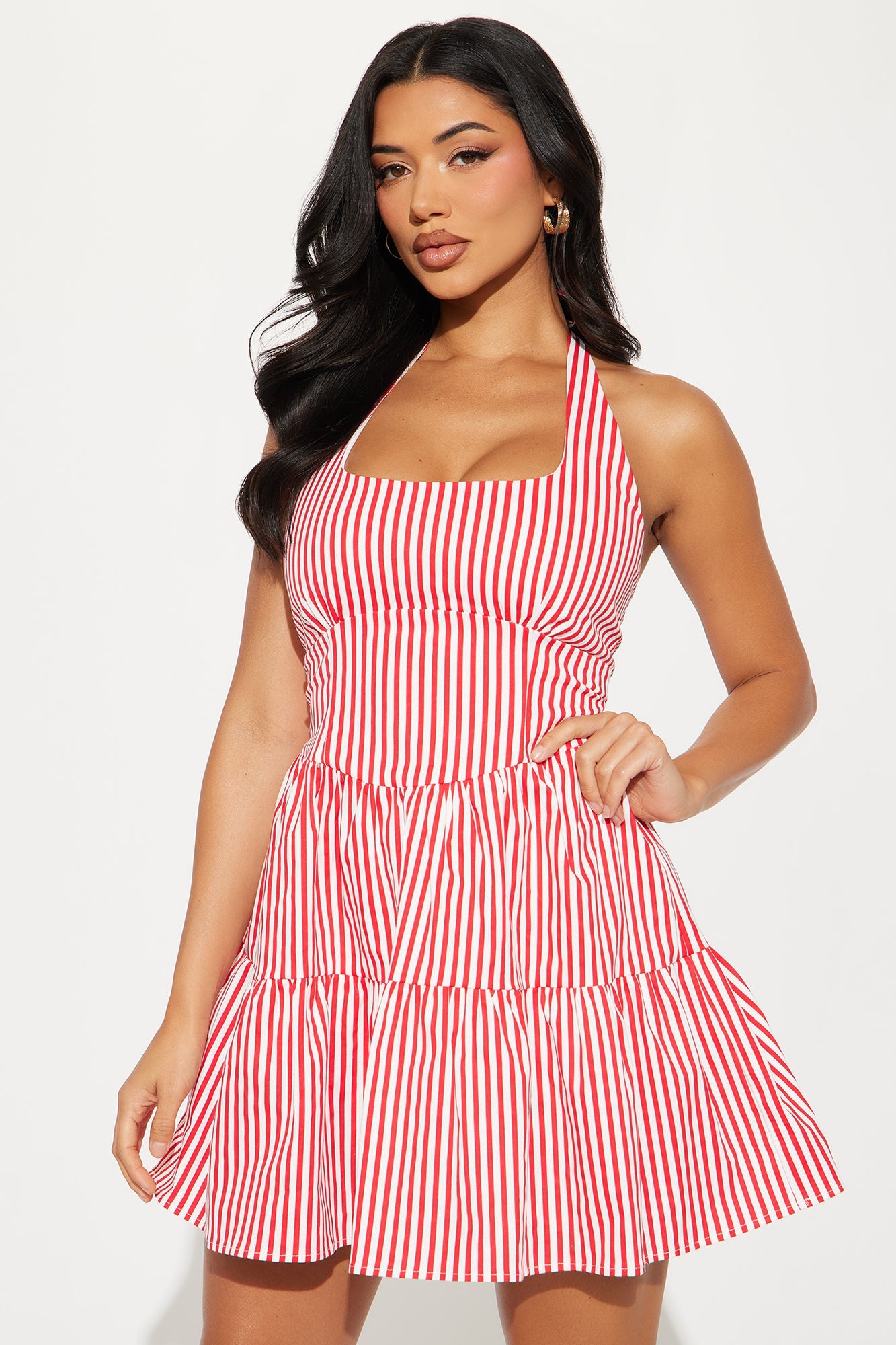 Day At The Fair Striped Mini Dress - Red/combo