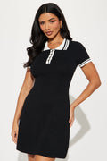 Little Miss Perfect Sweater Mini Dress - Black