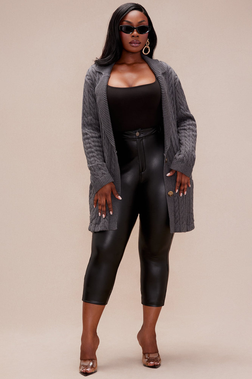 Soraya Cable Knit Sweater - Charcoal