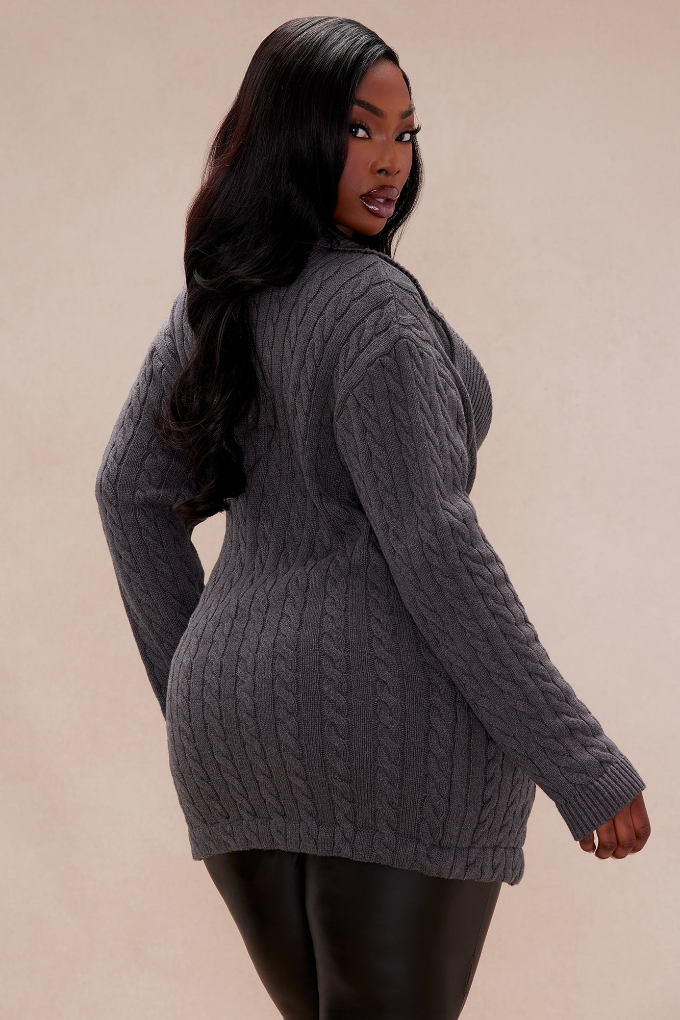 Soraya Cable Knit Sweater - Charcoal