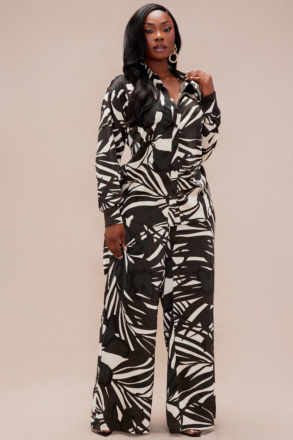 Sasha Satin Pant Set - Black/combo