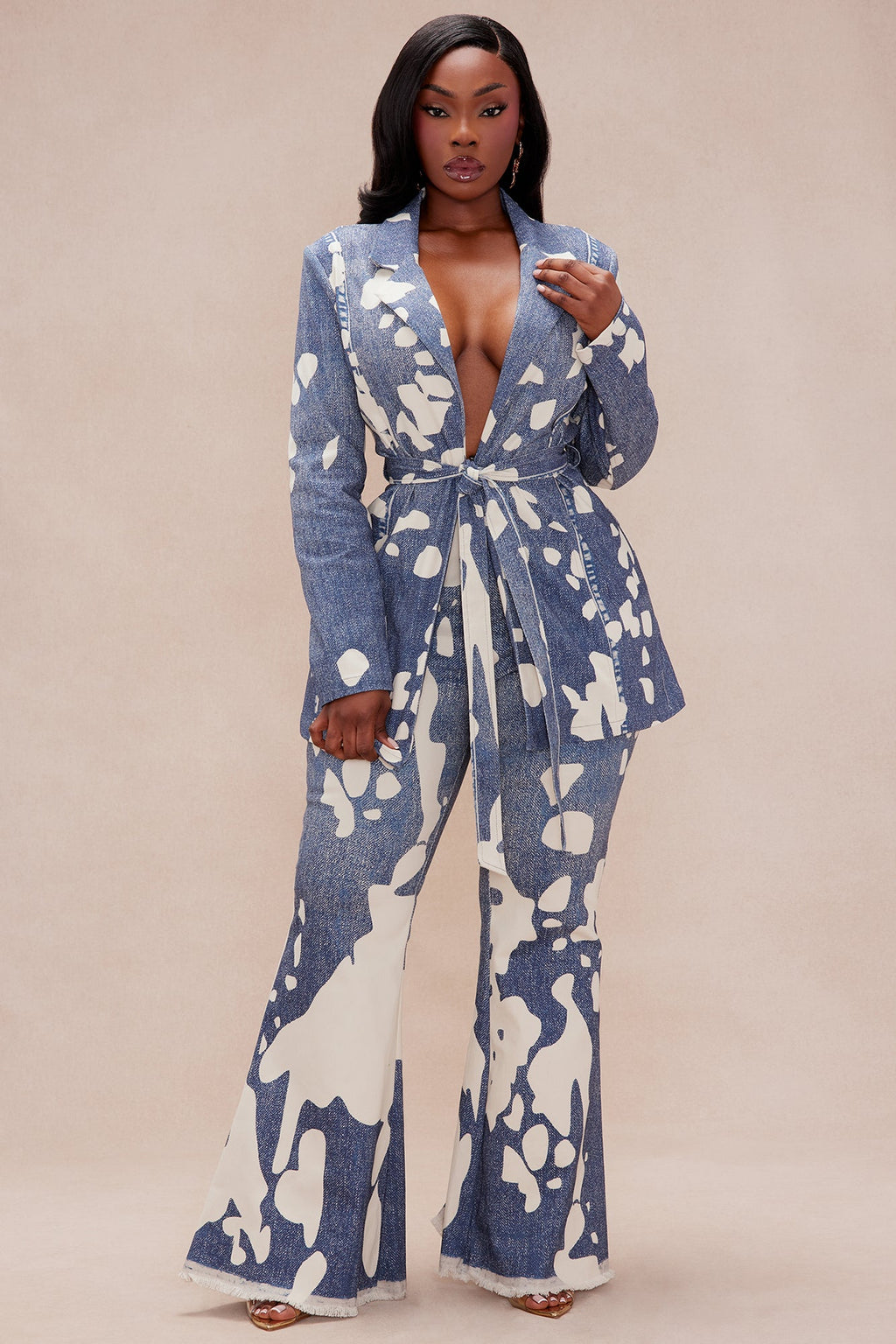 Suki Blazer Suit Set - Blue/combo