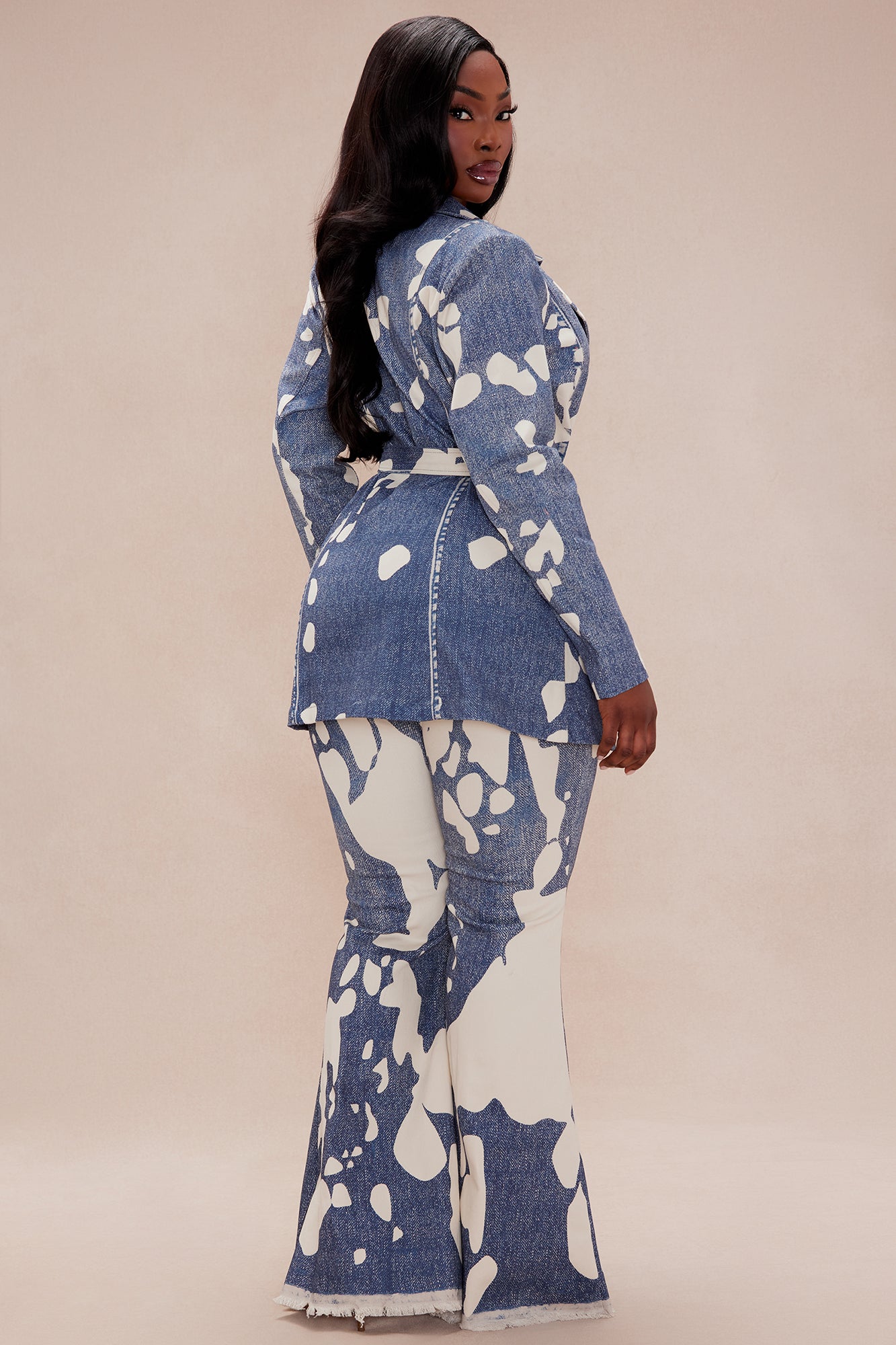 Suki Blazer Suit Set - Blue/combo