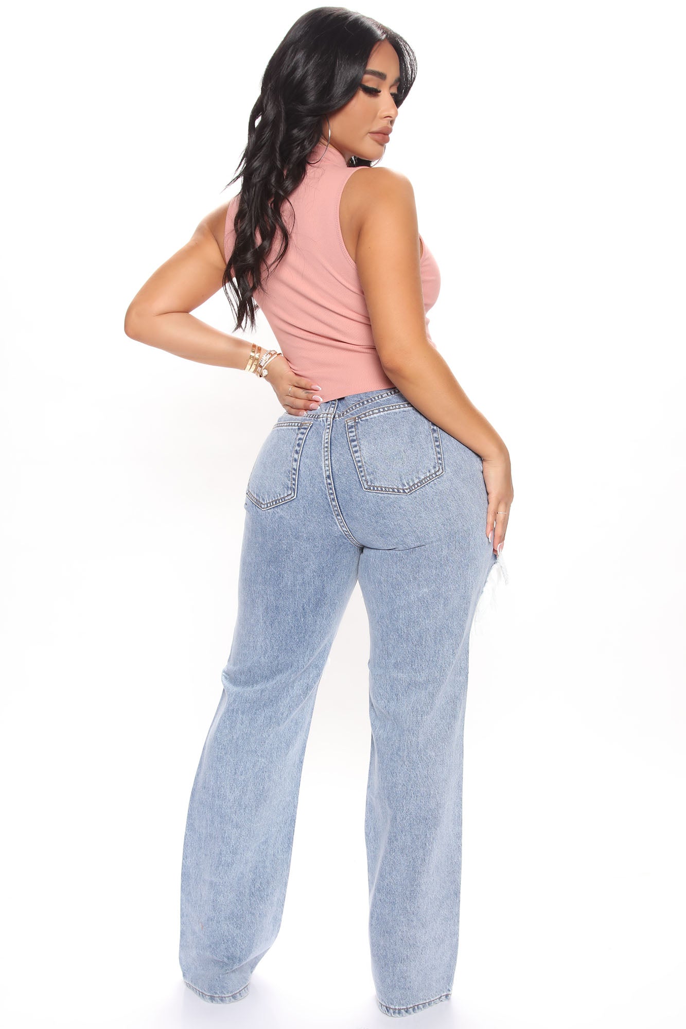 Sassy Straight Leg Jeans - Light Blue Wash