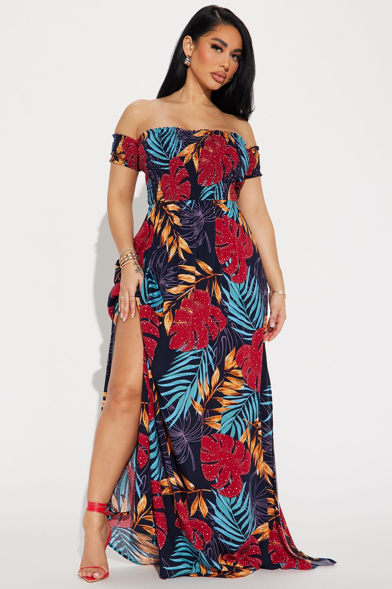 Maria Off Shoulder Maxi Dress - Multi Color