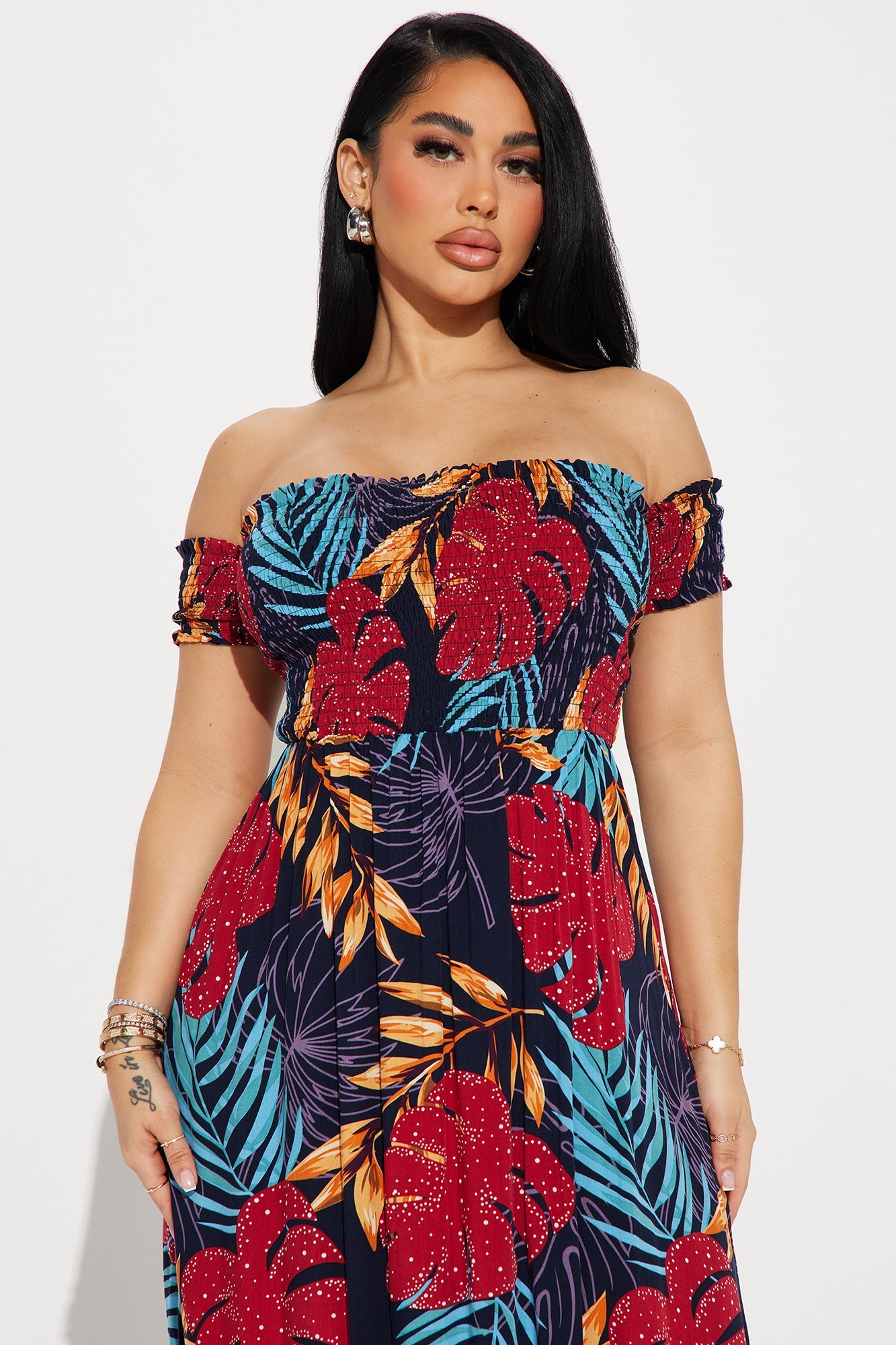 Maria Off Shoulder Maxi Dress - Multi Color