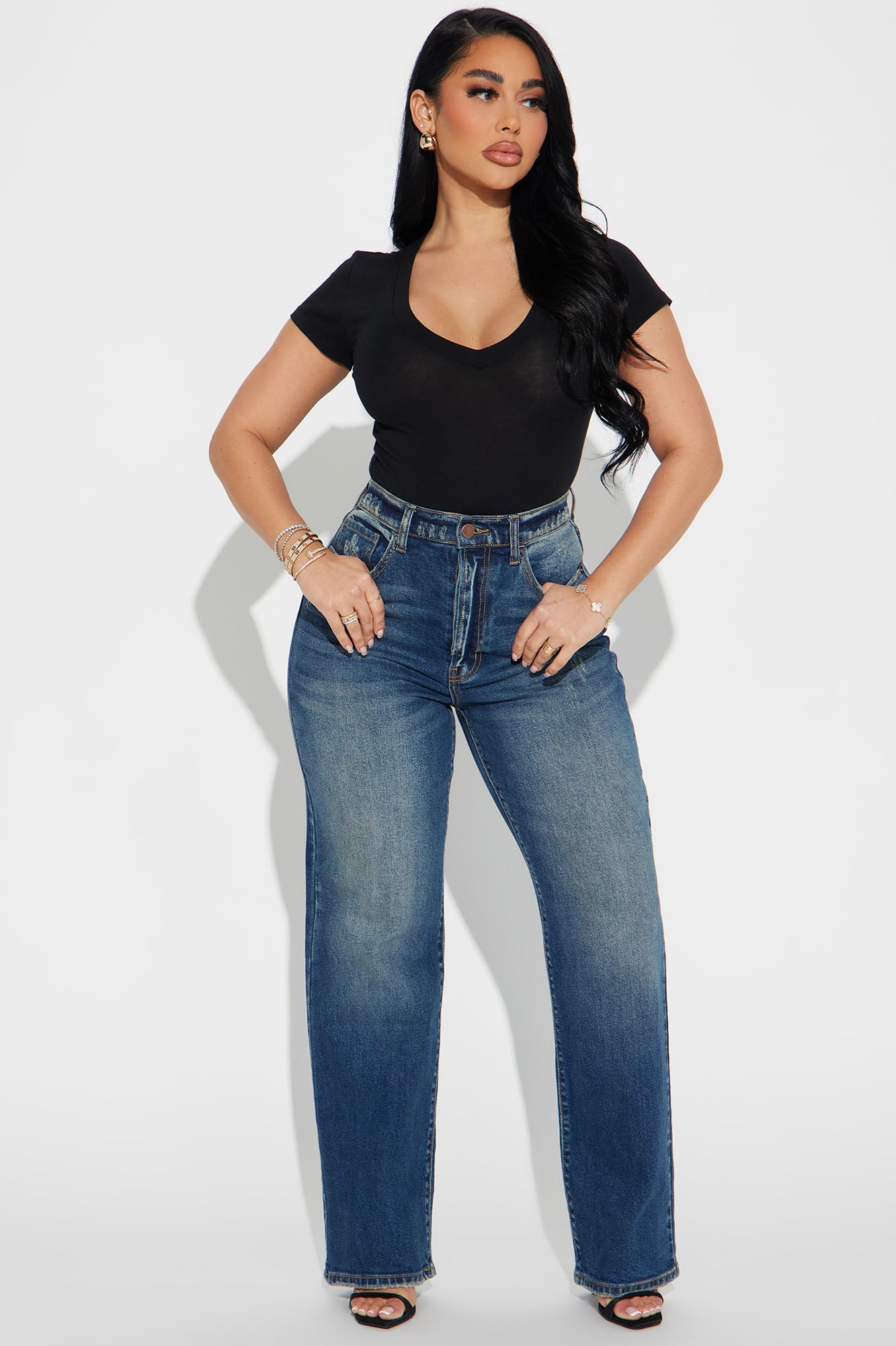 Ashley V-Neck Top - Black