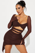 Michelle Mesh Mini Dress - Chocolate