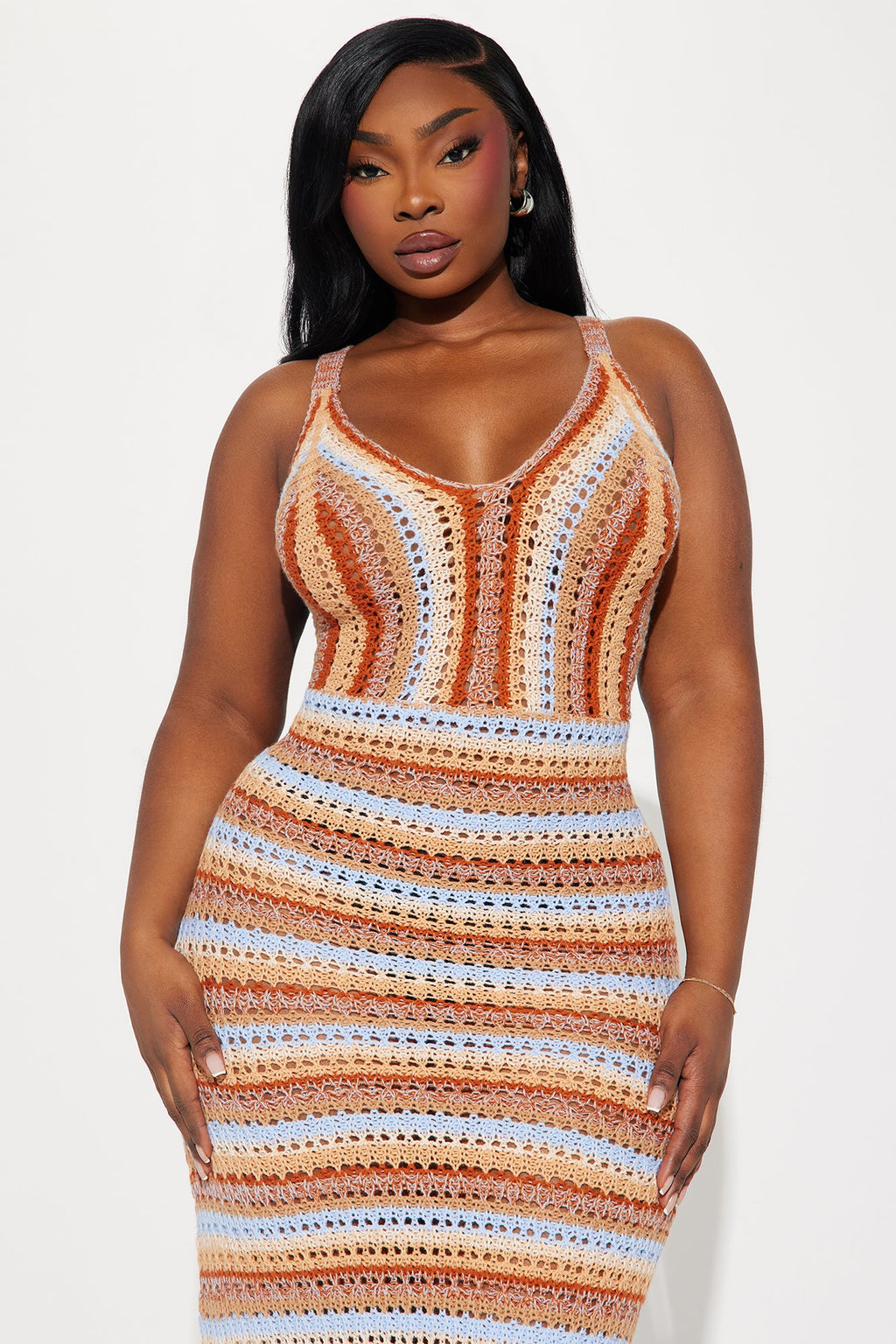 Bohemian Dream Crochet Maxi Dress - Brown/combo