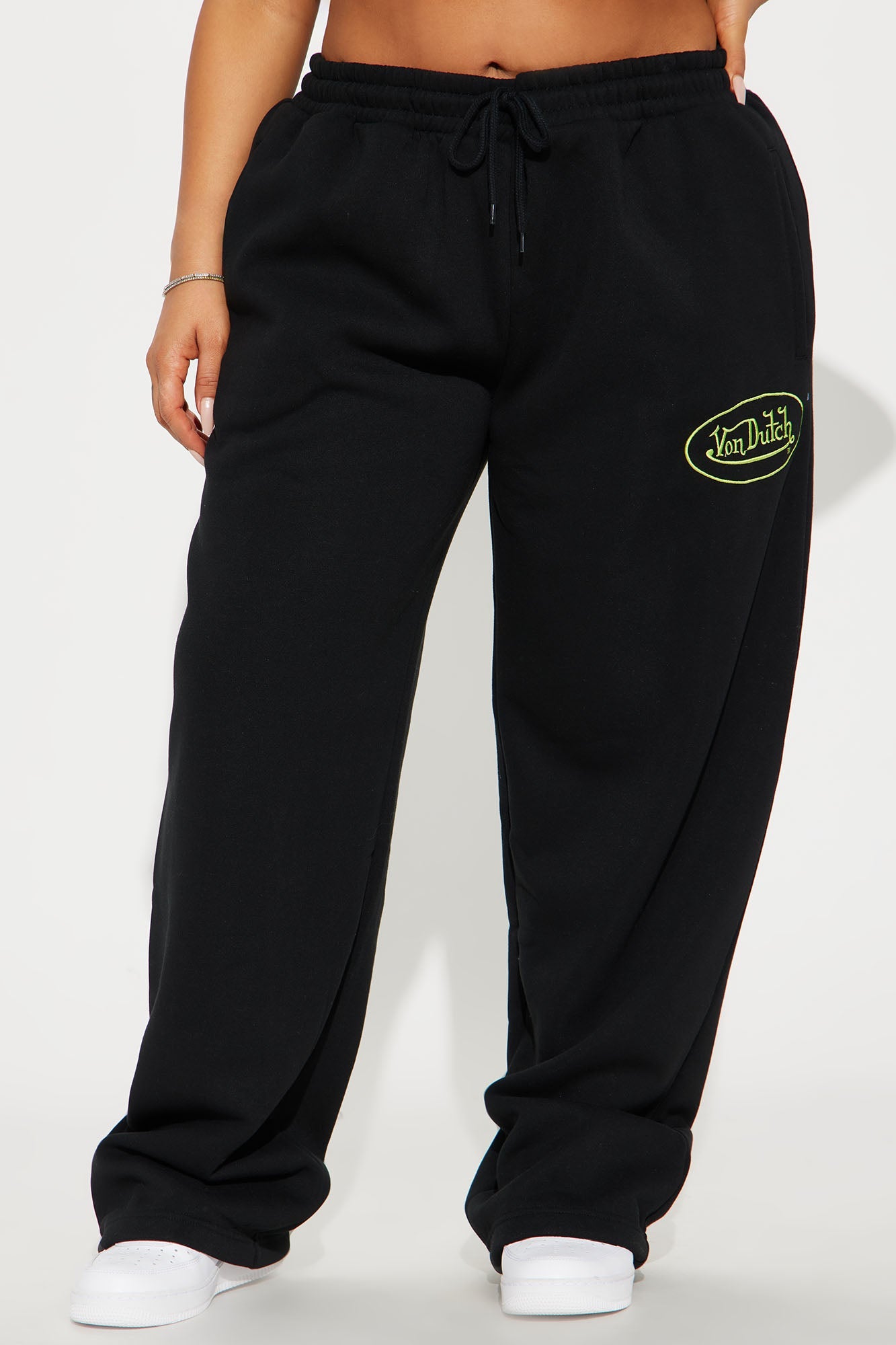 Von Dutch Timeless Wide Leg Pant - Black/Green