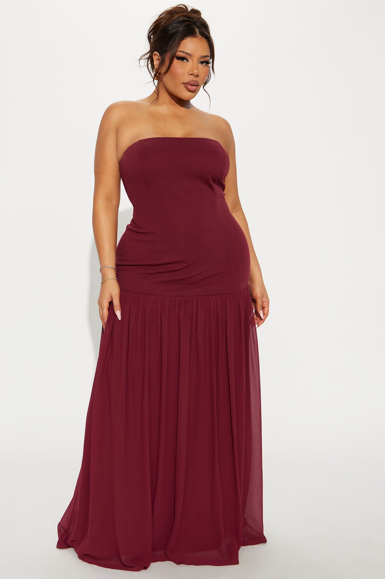 Daniella Chiffon Drop Waist Maxi Dress - Wine