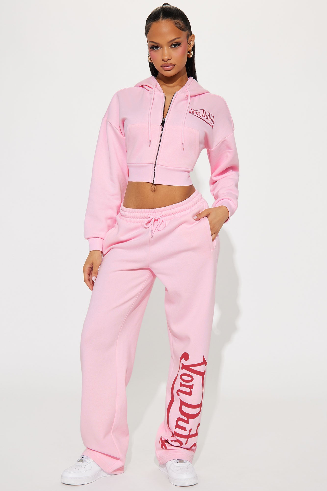 Von Dutch Wide Leg Pant - Light Pink