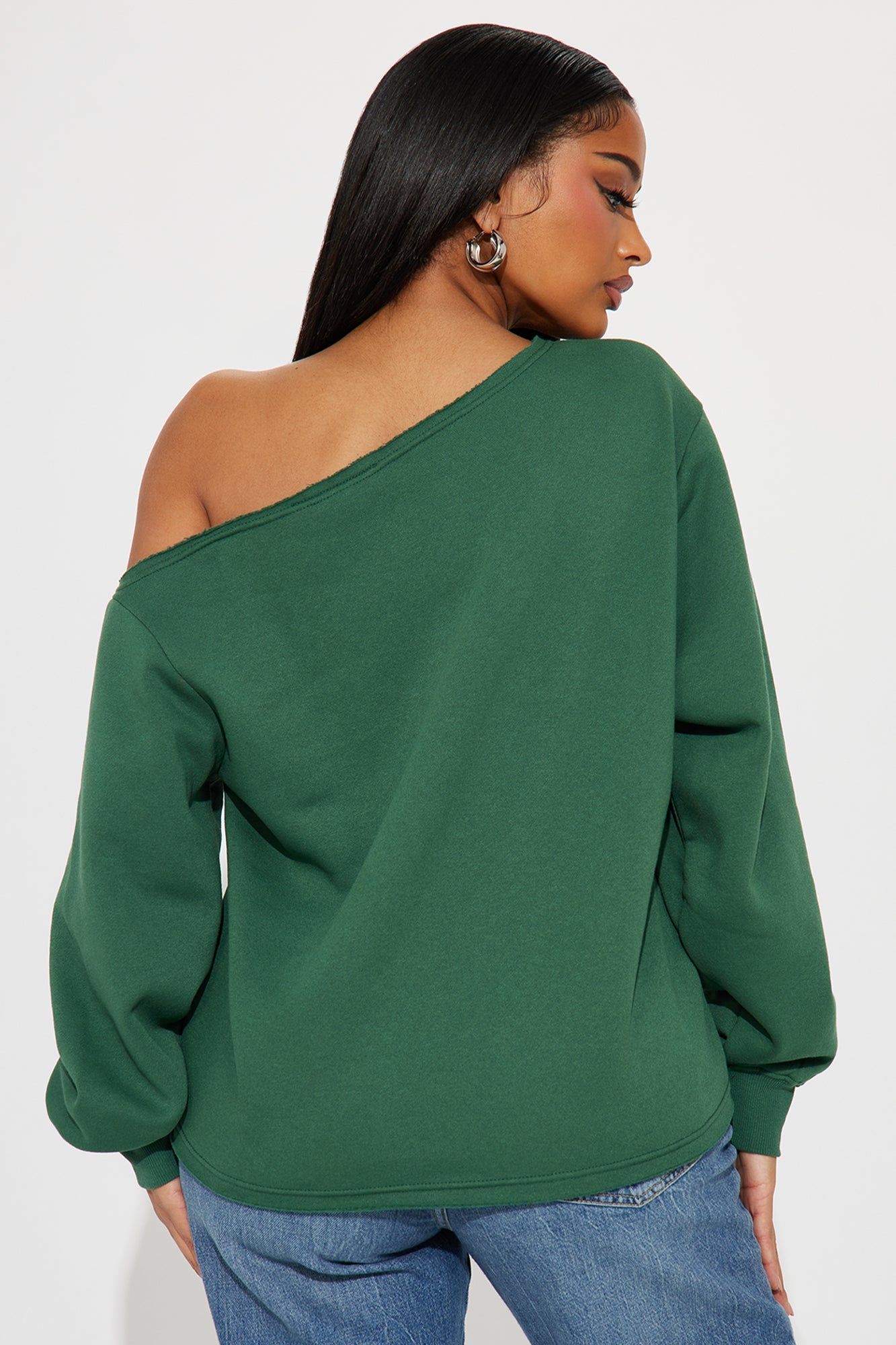Von Dutch Princess Off Shoulder Sweatshirt - Hunter Green