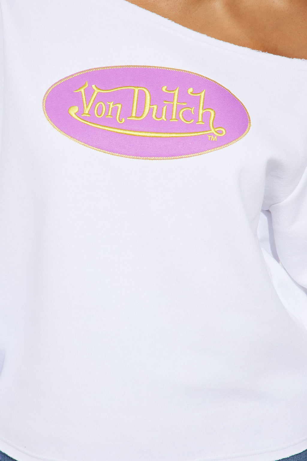 Von Dutch Off Shoulder Sweatshirt - White/combo