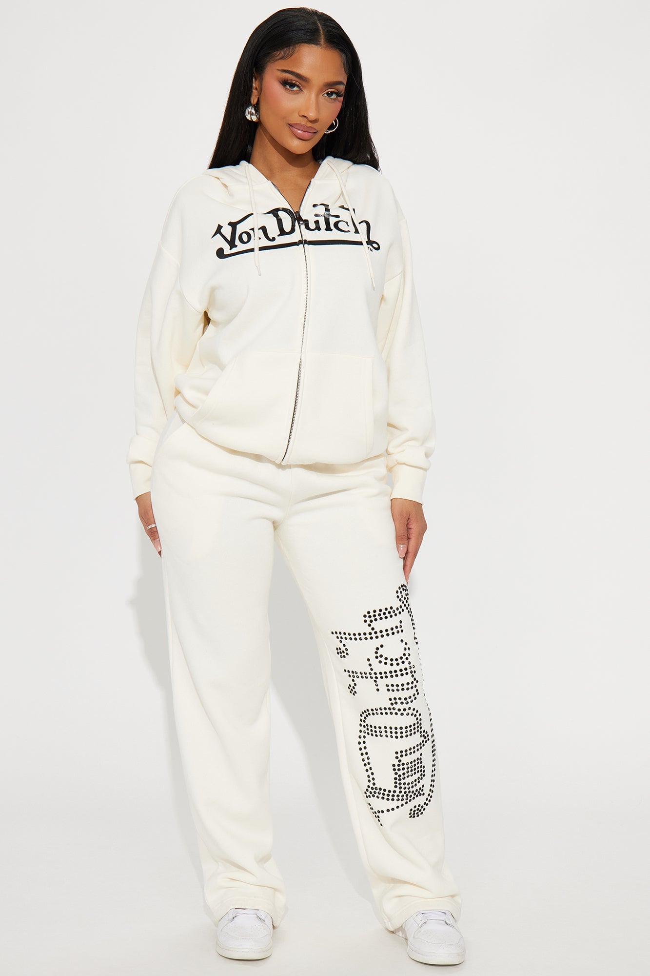 Von Dutch Classic Zip Front Hoodie - Off White