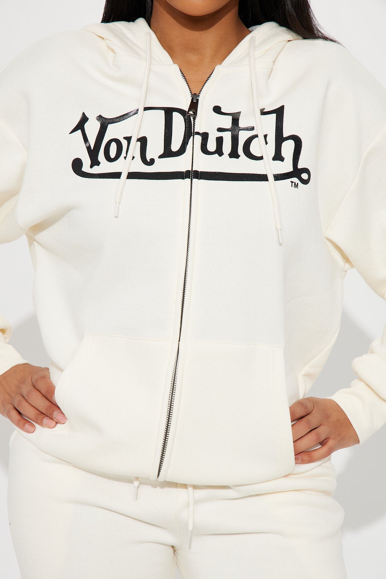 Von Dutch Classic Zip Front Hoodie - Off White