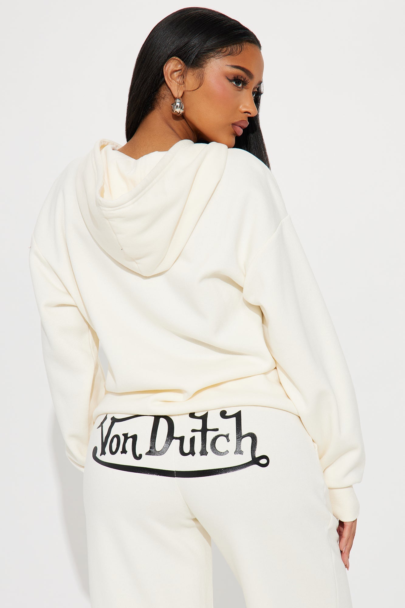 Von Dutch Classic Zip Front Hoodie - Off White