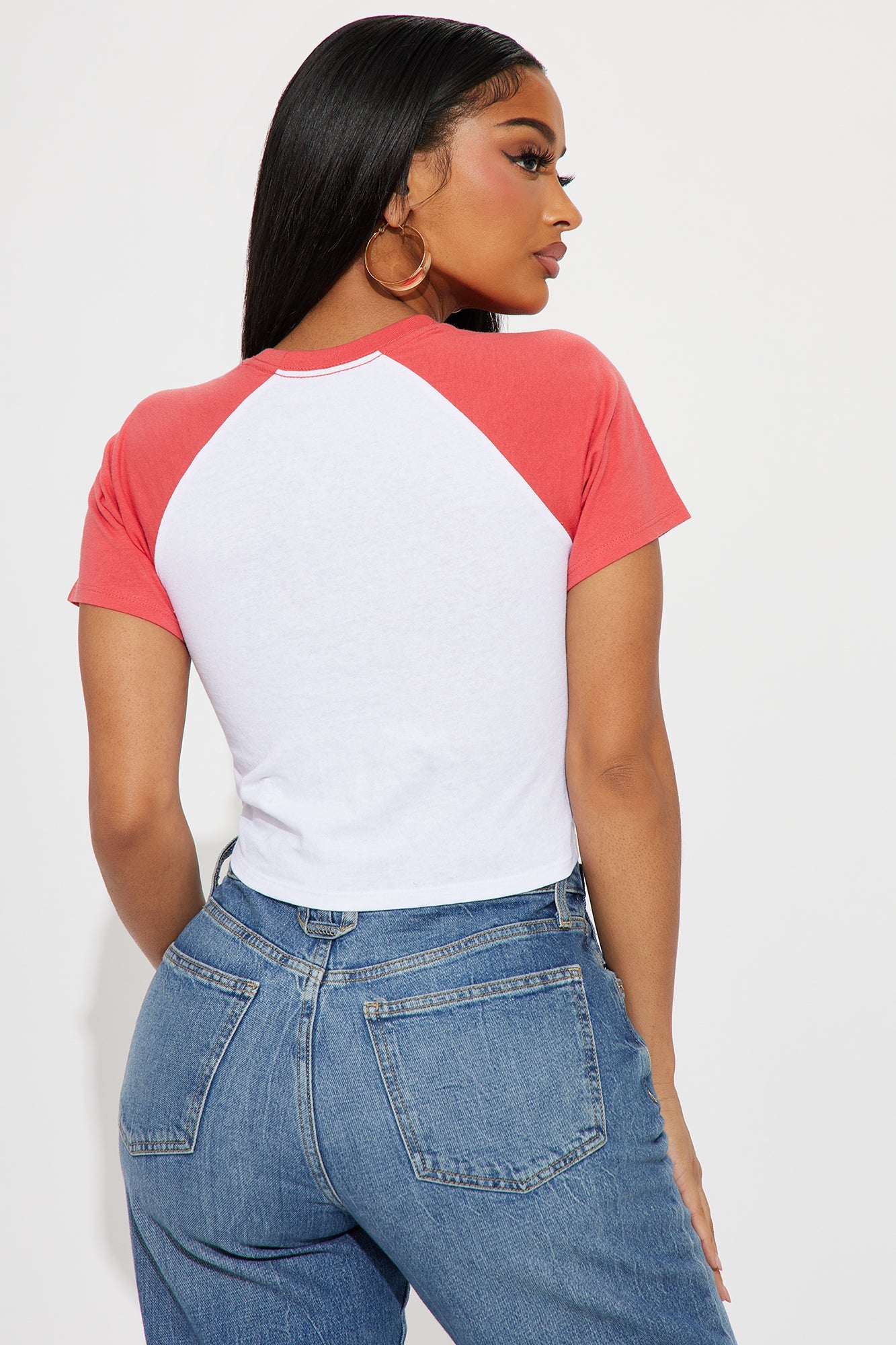 NYC Varsity Raglan Baby Tee - Red/combo