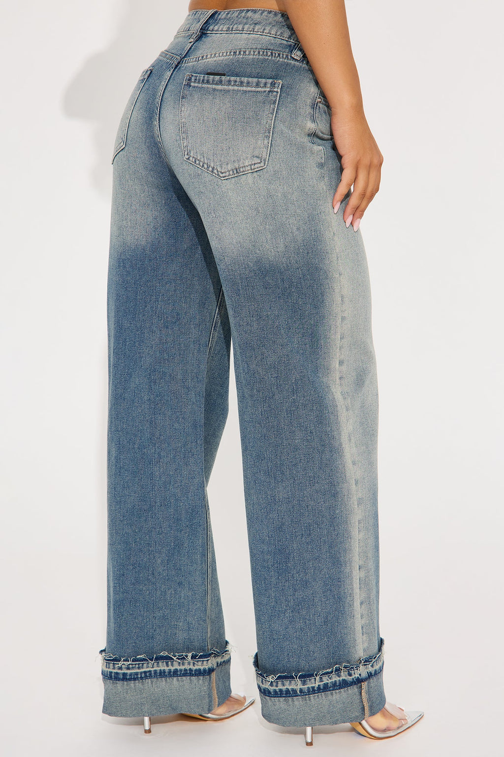 Arcadia Release Hem Cuffed Wide Leg Jean - Vintage Wash