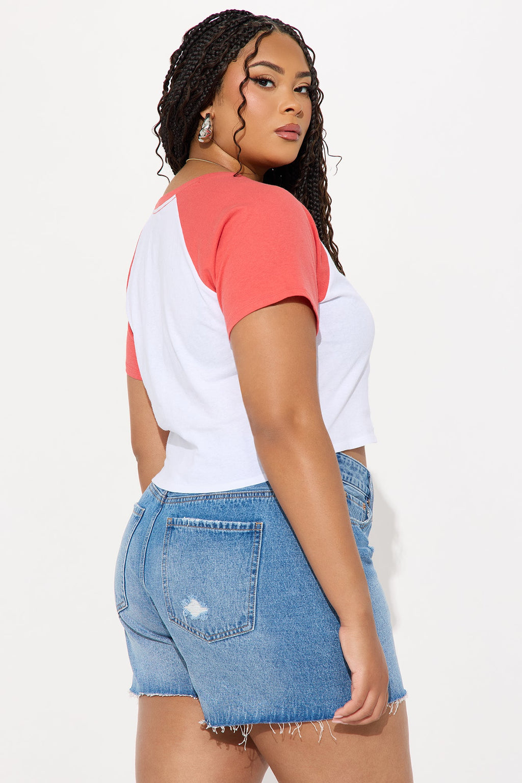 NYC Varsity Raglan Baby Tee - Red/combo