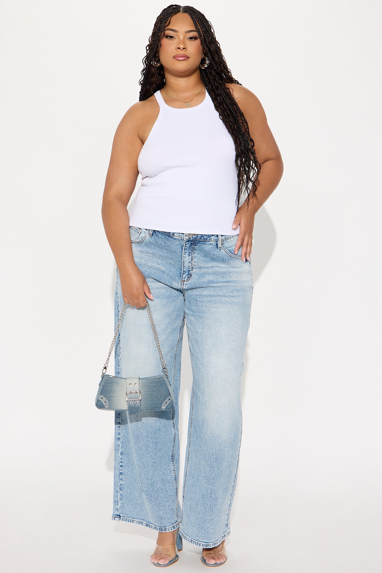 Still Going Strong Baggy Wide Leg Jeans - Light Wash