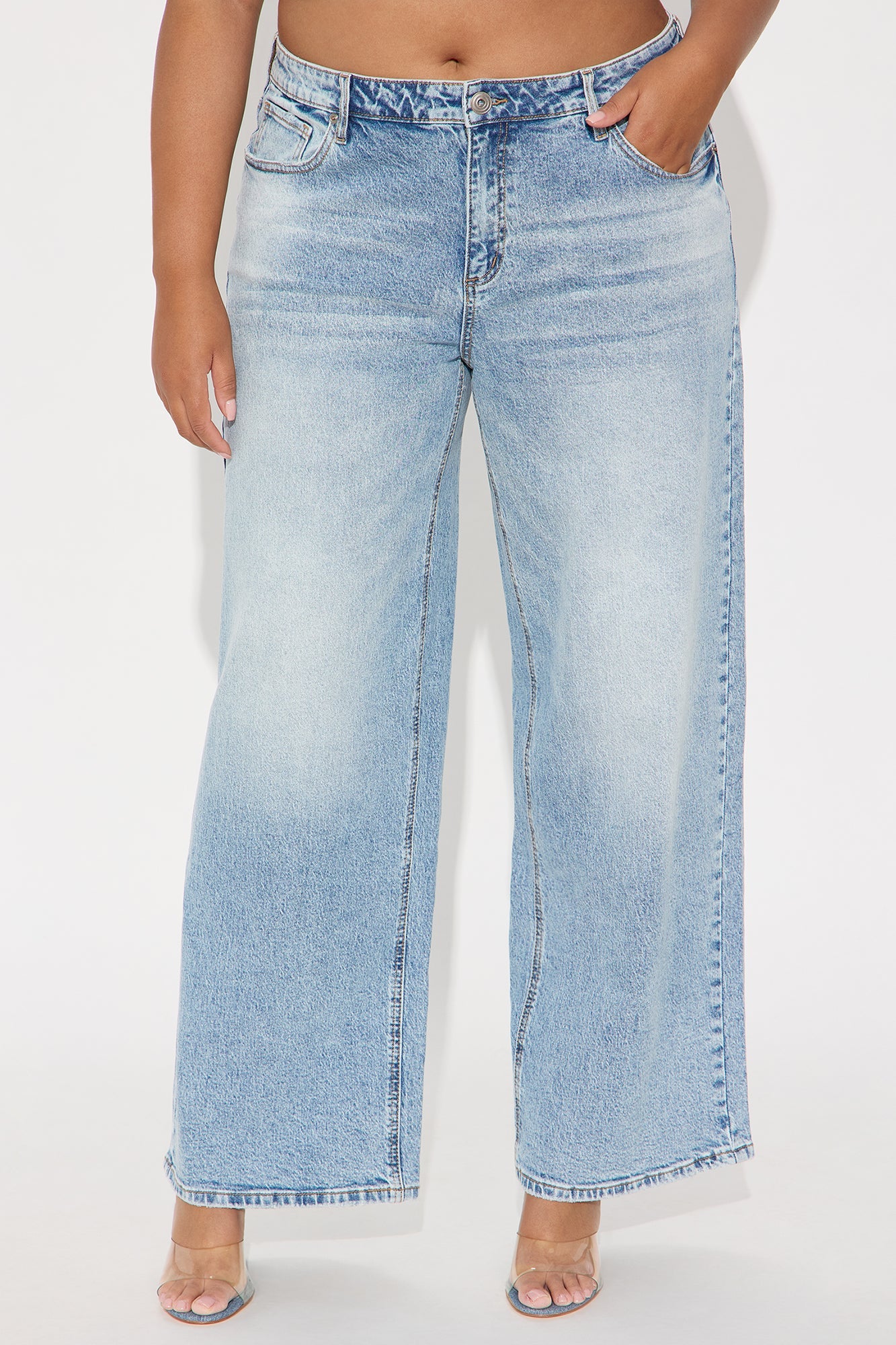 Still Going Strong Baggy Wide Leg Jeans - Light Wash