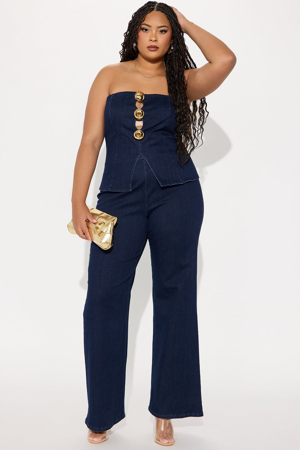 Olivia Denim Pant Set - Dark Wash