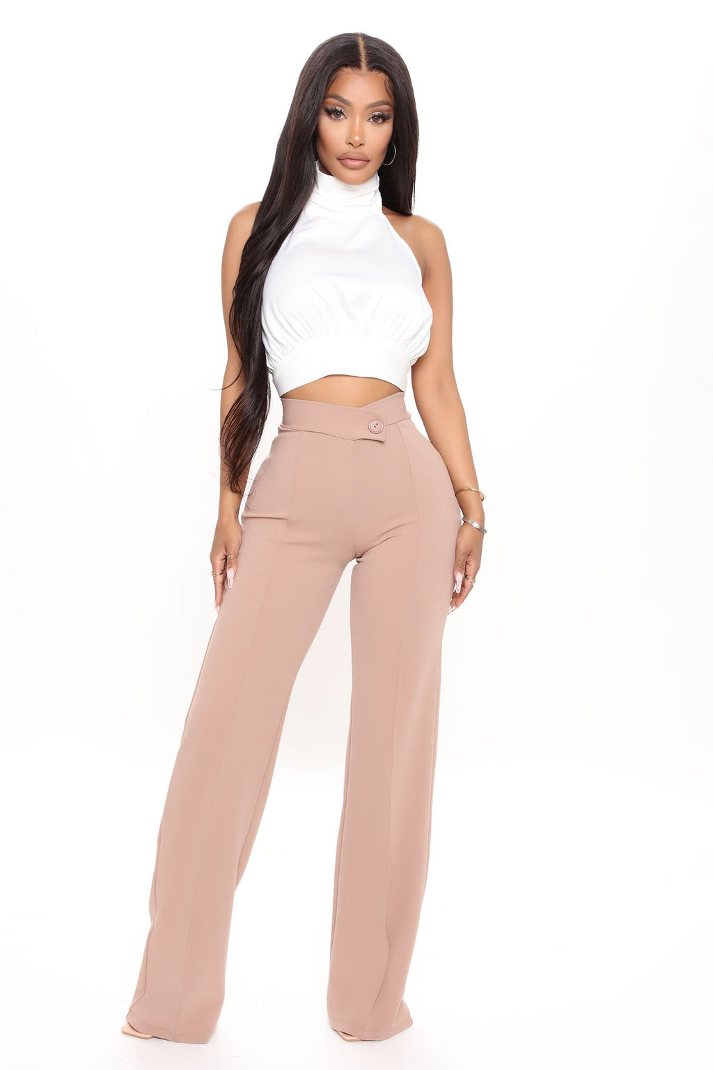 Call It Even Wide Leg Dress Pants - Taupe