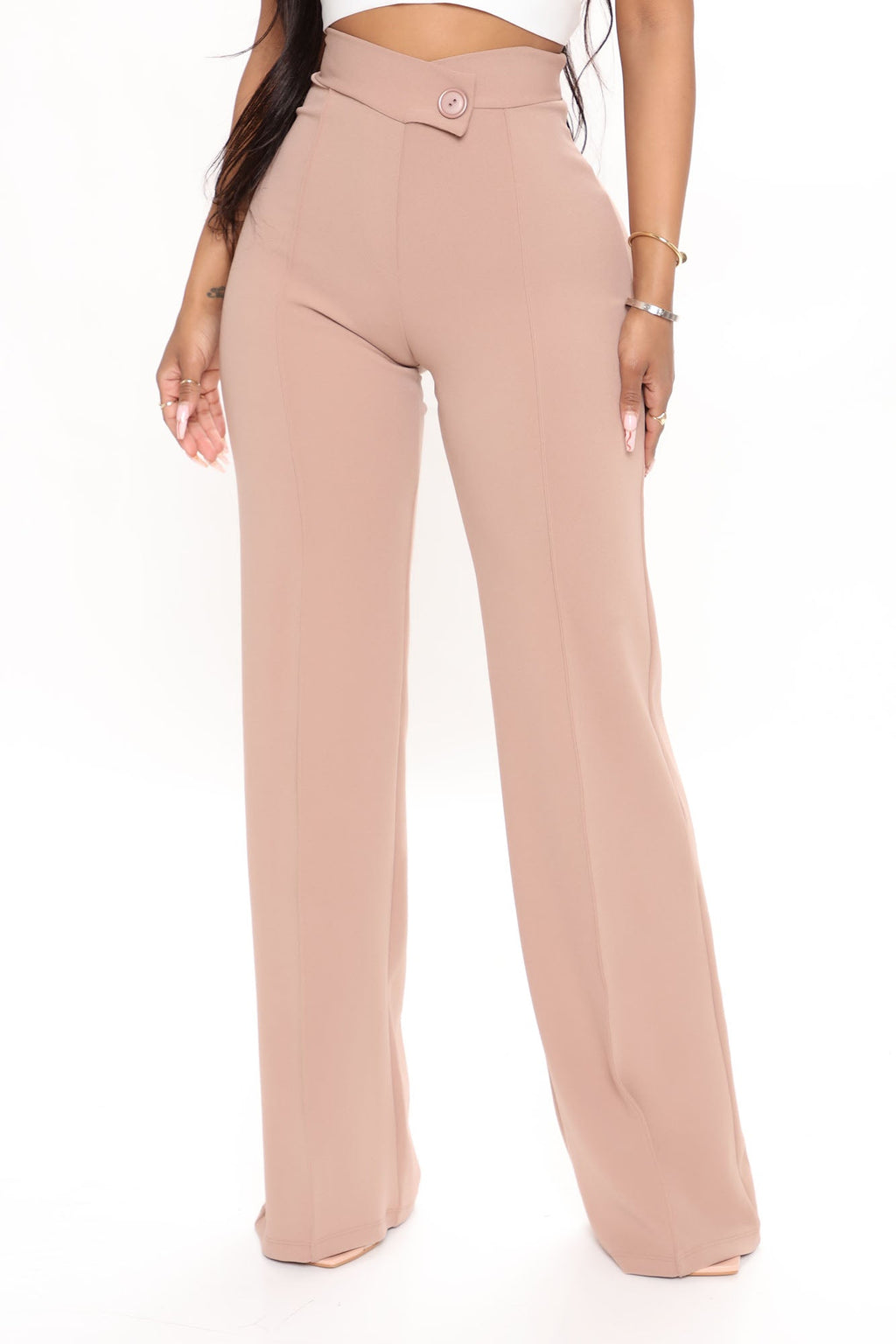 Call It Even Wide Leg Dress Pants - Taupe