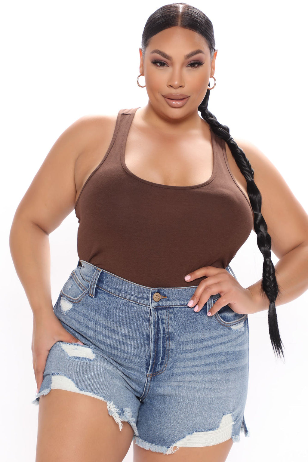Divine Basic Tank Bodysuit - Chocolate
