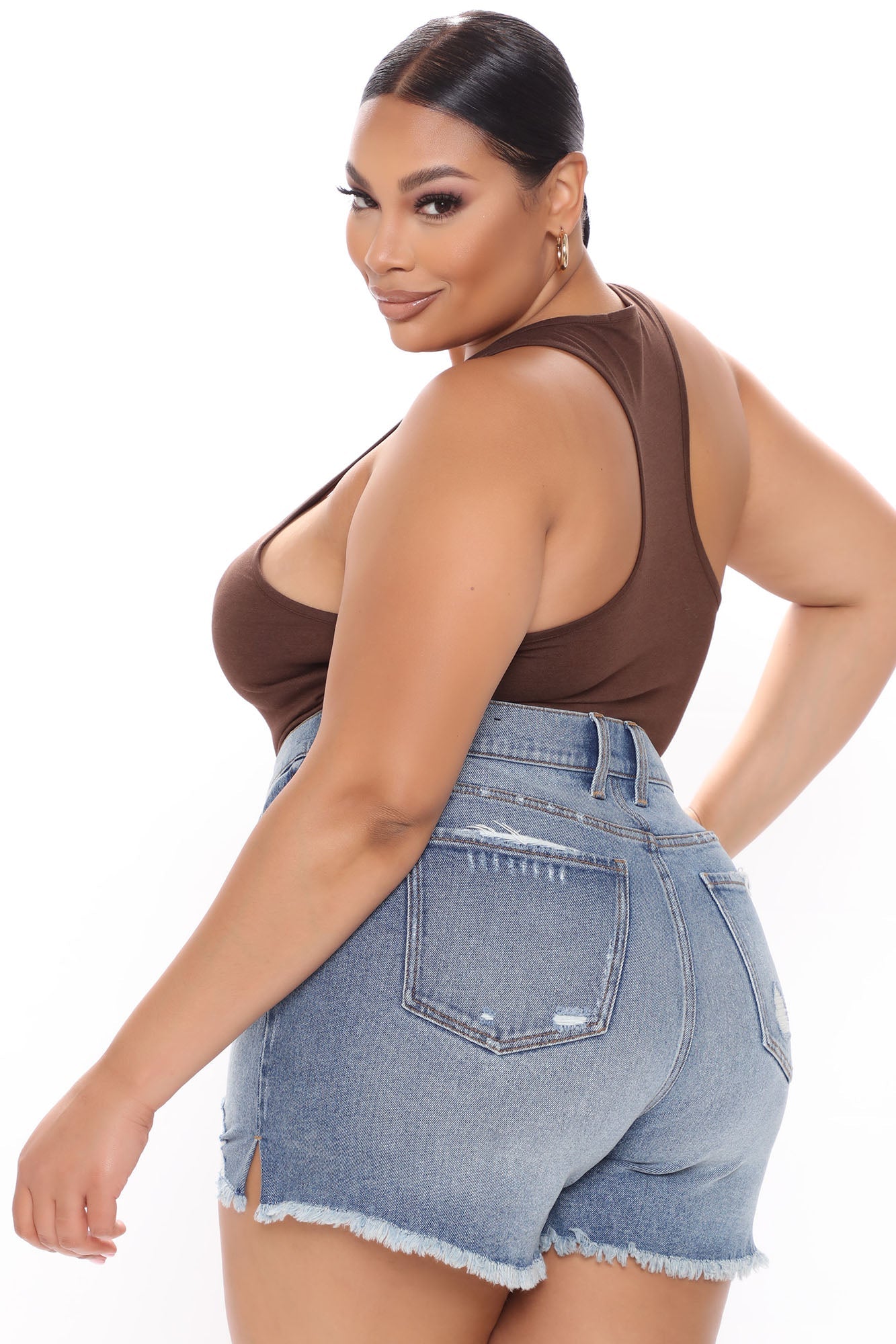 Divine Basic Tank Bodysuit - Chocolate